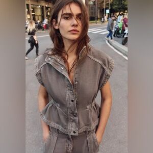 Zara denim waistcoat vest jacket size small 1416/028/724 orig. $59.90 spring2026
